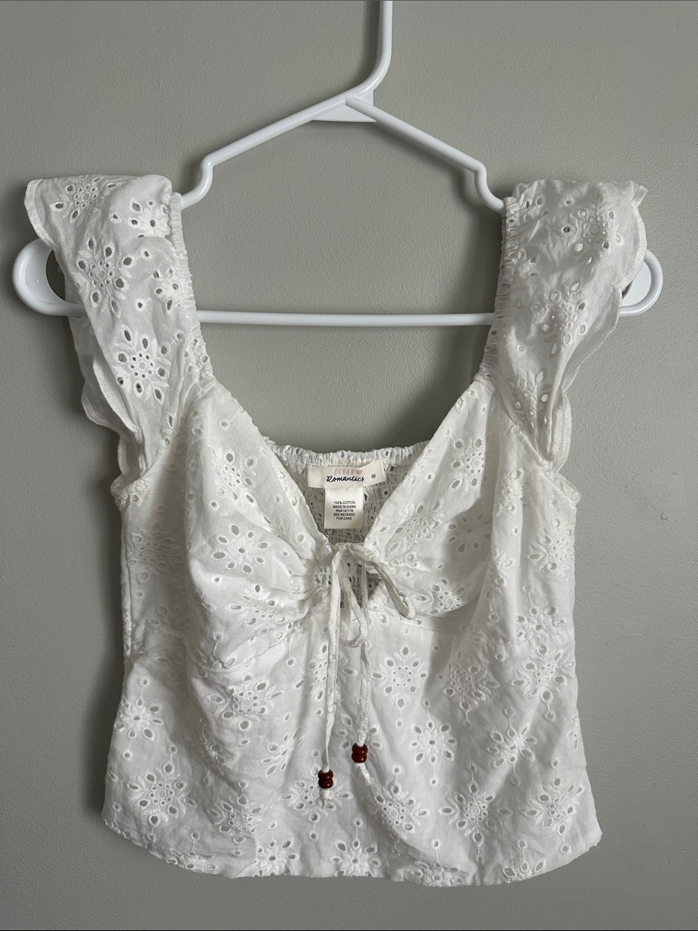 URBAN Romantics White Eyelet Tie-Front Camisole